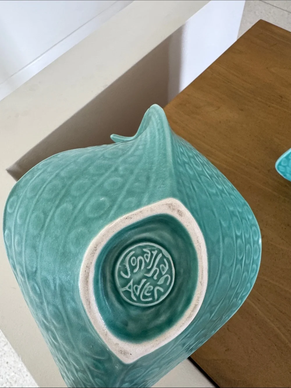 Jonathan Adler Ceramic Bird Dishes in Teal Green